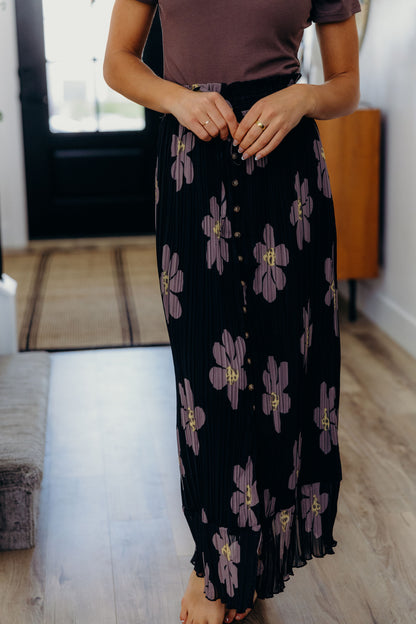 BUTTON FRONT MAXI IN BROWN FLORAL