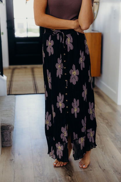 BUTTON FRONT MAXI IN BROWN FLORAL