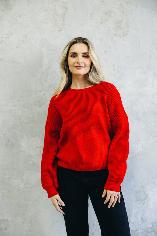 OVERSIZED SWEATER IN JOLLY RED