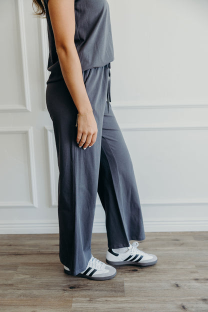 WIDE LEG LOUNGE PANTS IN MOONSTONE