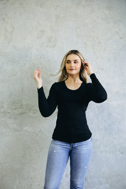 LONG SLEEVE BASIC TEE IN BLACK FINAL SALE