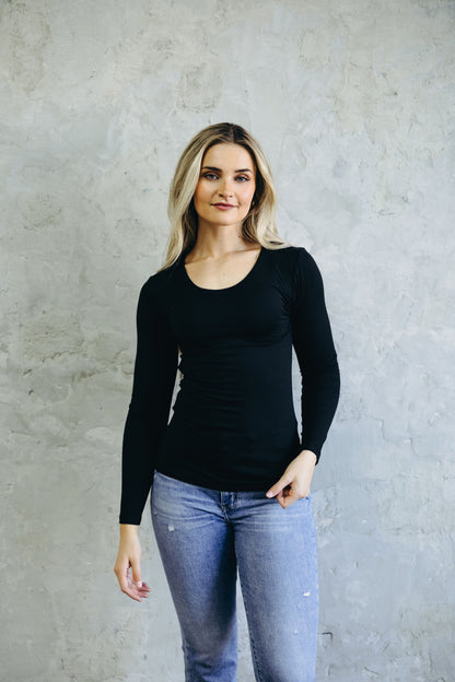 LONG SLEEVE BASIC TEE IN BLACK FINAL SALE