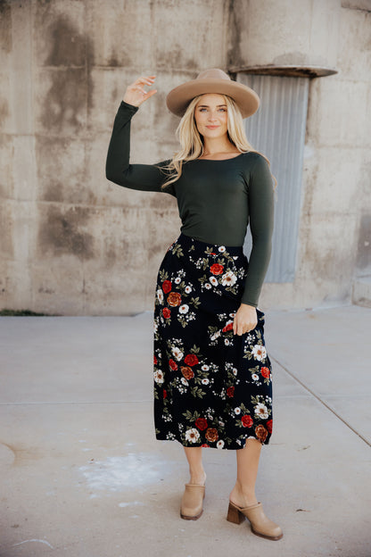 MAXI SLIP SKIRT IN ORIENTAL GARDEN FINAL SALE