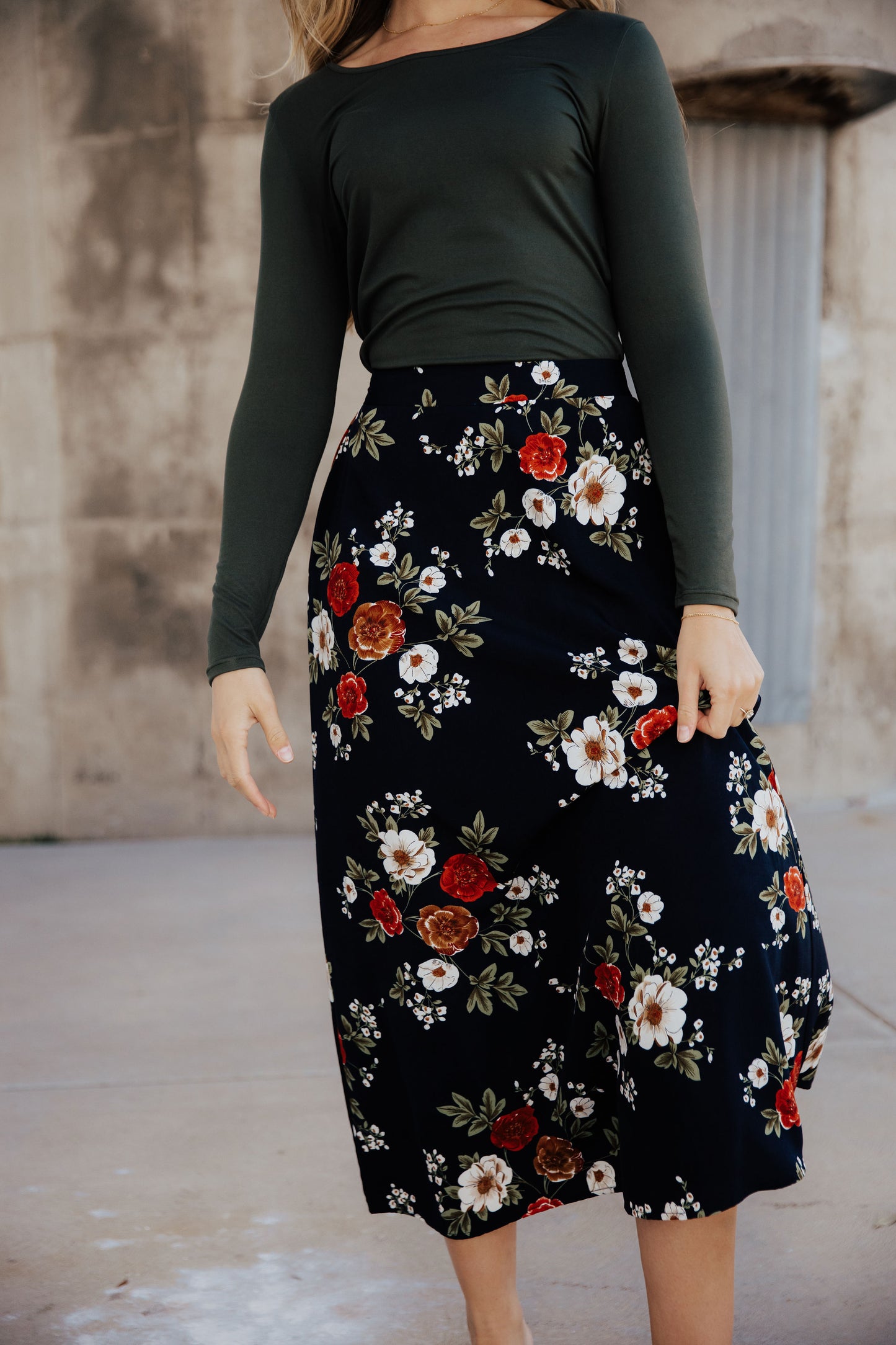 MAXI SLIP SKIRT IN ORIENTAL GARDEN FINAL SALE