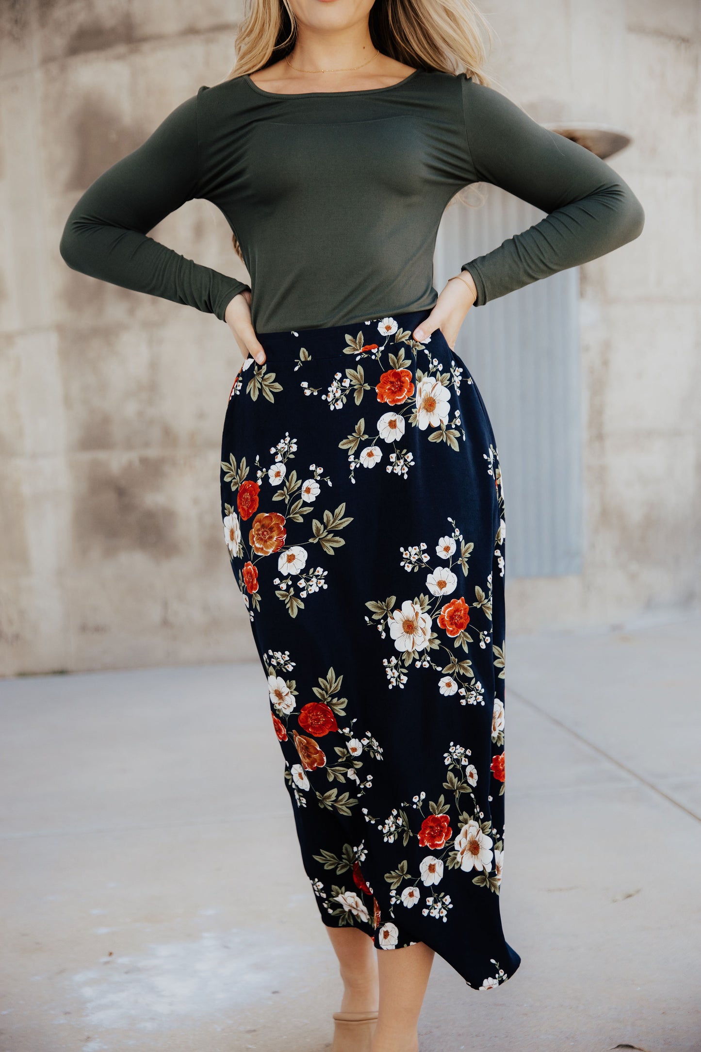 MAXI SLIP SKIRT IN ORIENTAL GARDEN FINAL SALE