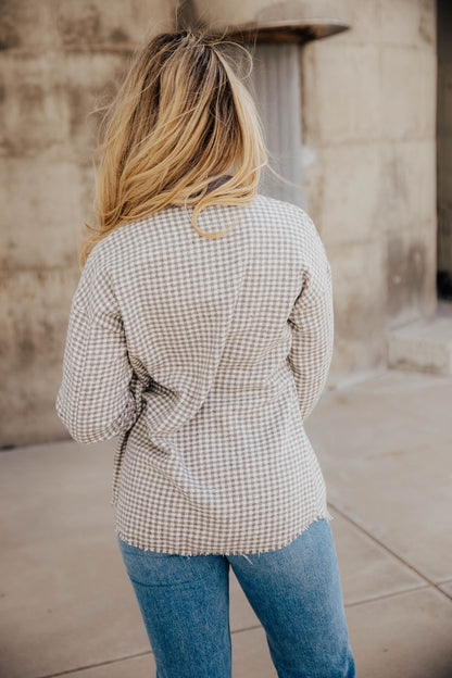 HOUNDSTOOTH CORDUROY JACKET IN SLATE