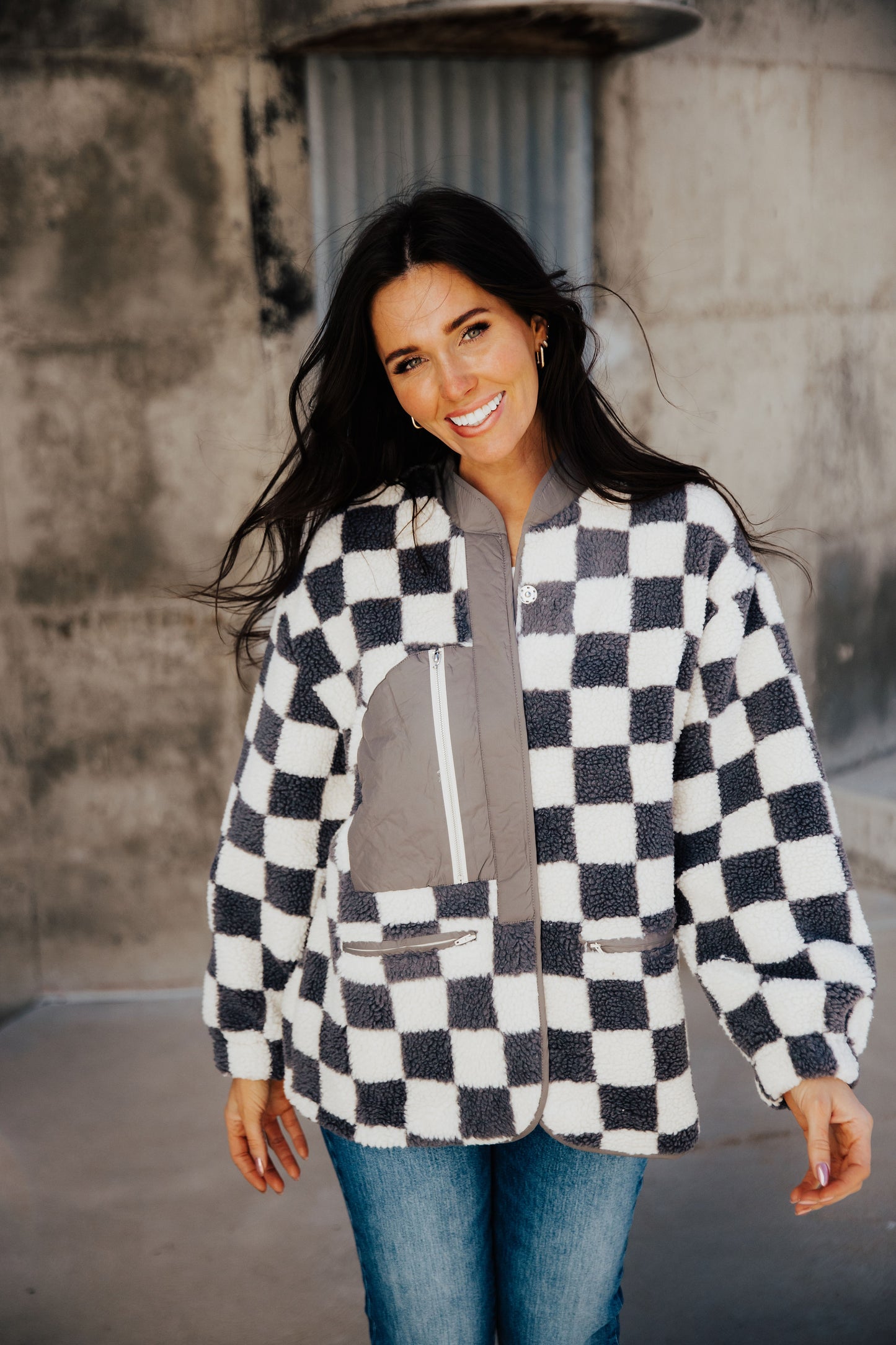 CHECKERED JACKET IN CHARCOAL