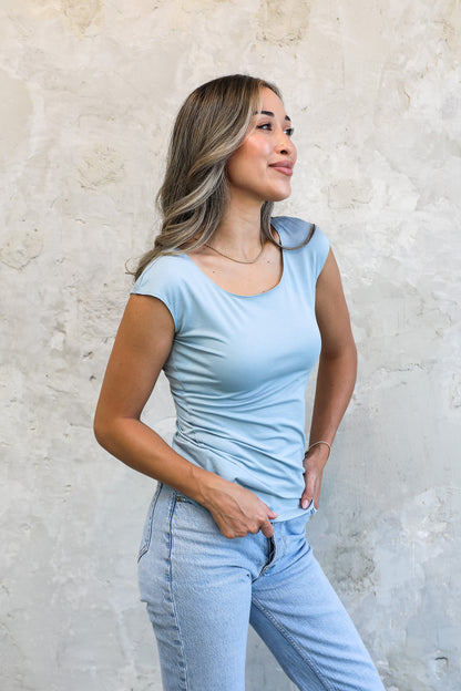 LAYERING CAP SLEEVE IN STARLIGHT BLUE FINAL SALE