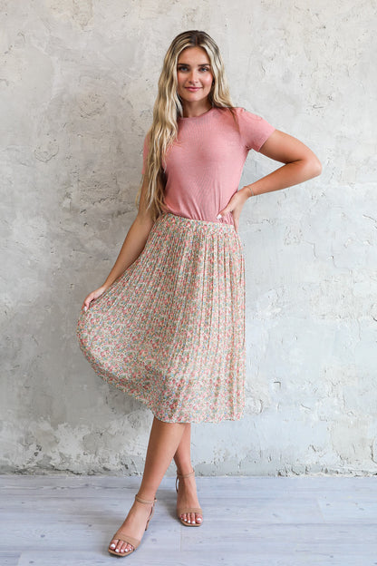 PLEATED MIDI SKIRT IN COLOR POP FINAL SALE