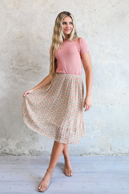 PLEATED MIDI SKIRT IN COLOR POP FINAL SALE