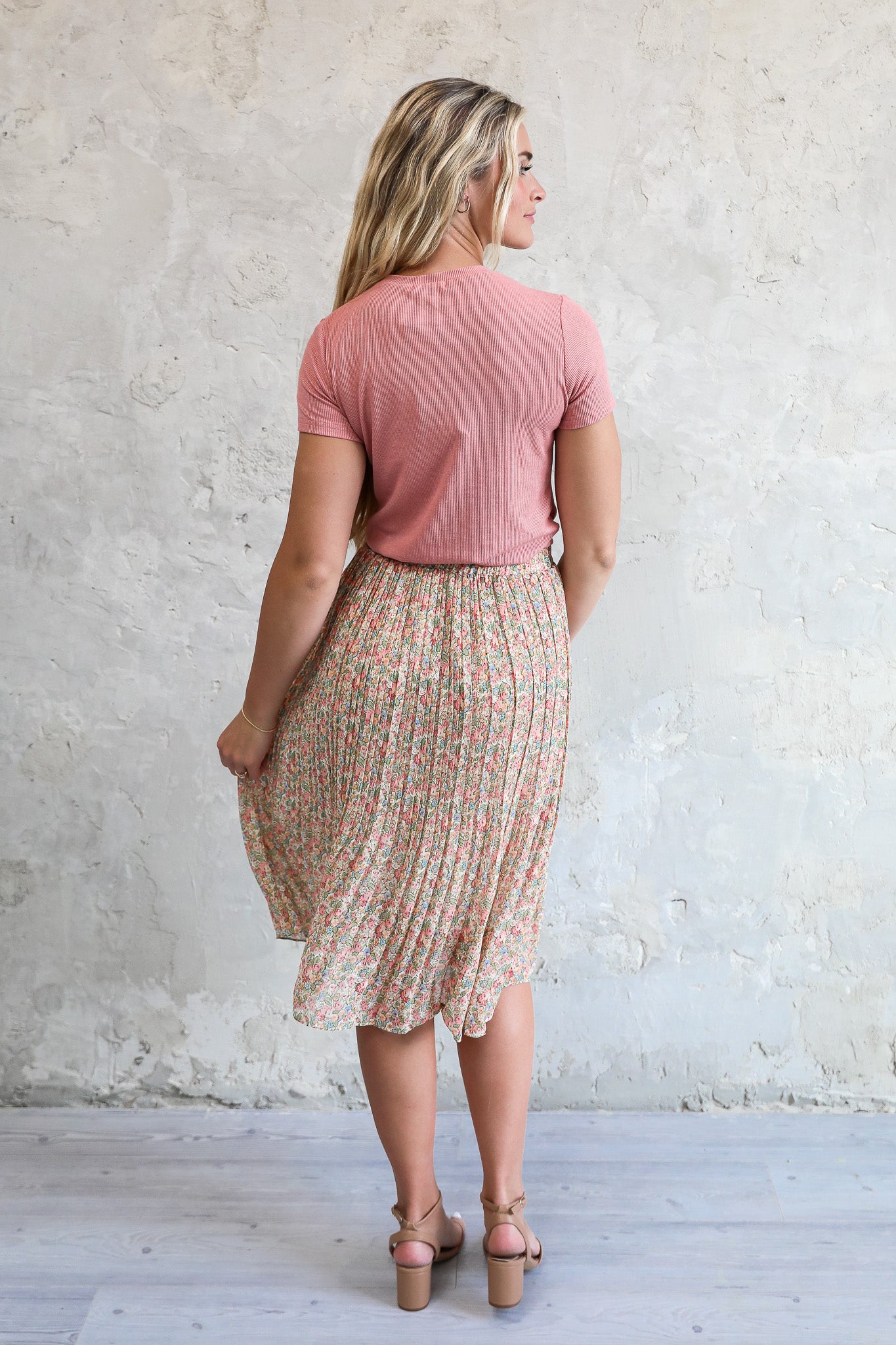 PLEATED MIDI SKIRT IN COLOR POP FINAL SALE