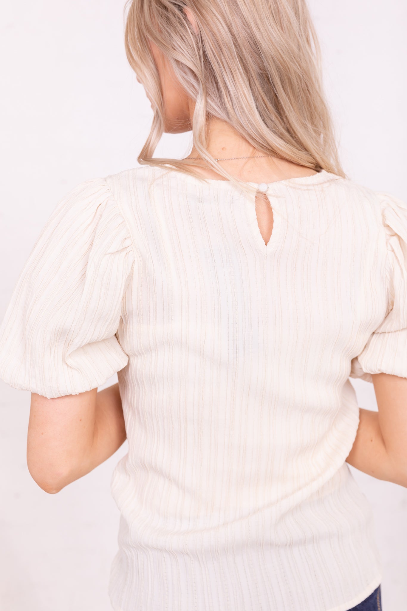 PUFF SLEEVE TOP IN EGRET FINAL SALE