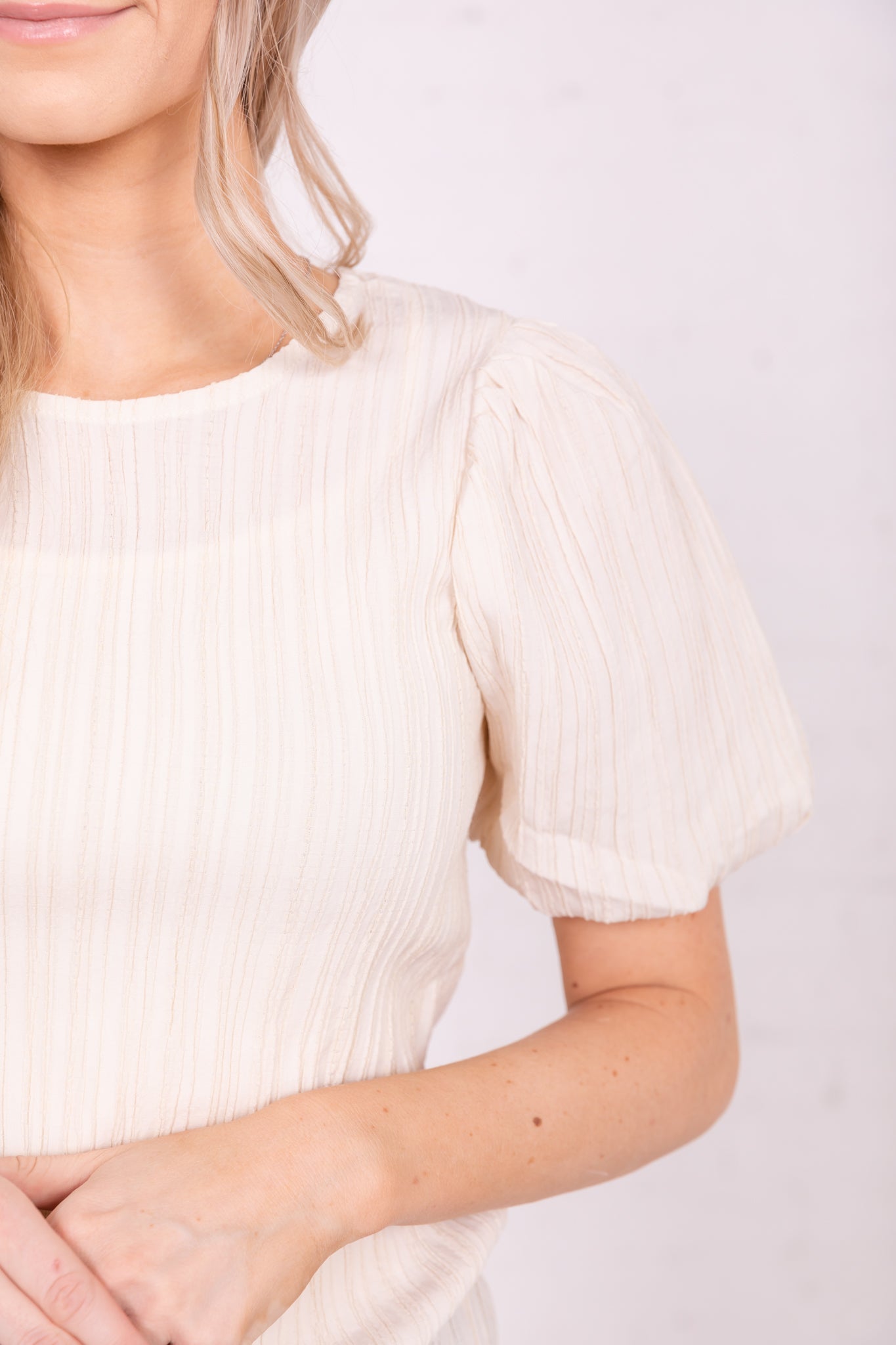 PUFF SLEEVE TOP IN EGRET FINAL SALE